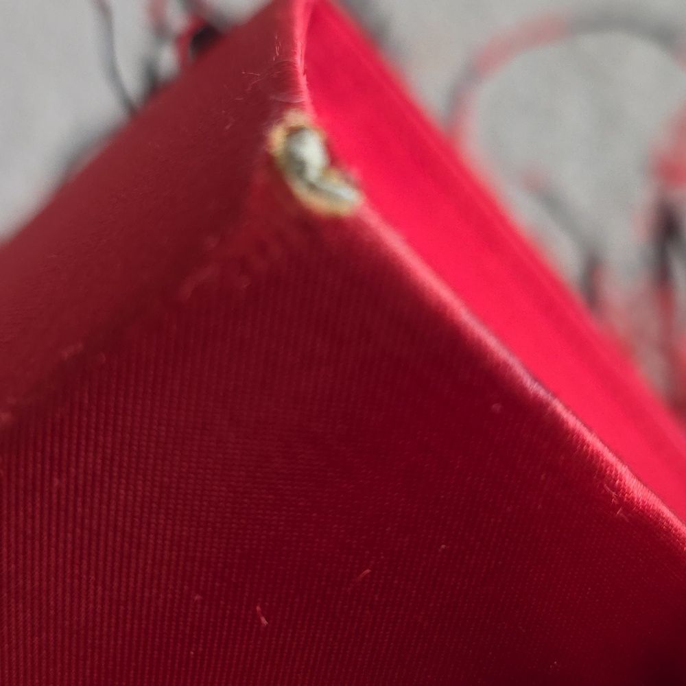 Vtg Red and Black Ostrich Feather Trimmed Satin Crossbody Shoulder Bag Glam 8x5 - Picture 12 of 14